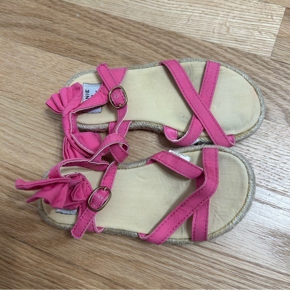 Janie & Jack Ruffle Back Sandals Sz 9 Pink Girls Toddler Espadrille Open Toe - Picture 2 of 5